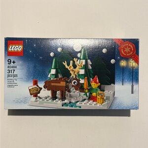 LEGO Holiday Scene with Green Trees and Brown Reindeer